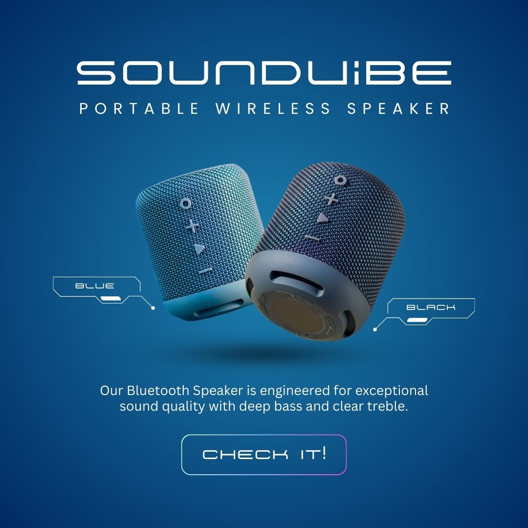 Blue and Navy Gradient Modern Minimalist Speaker Product Features Instagram Post