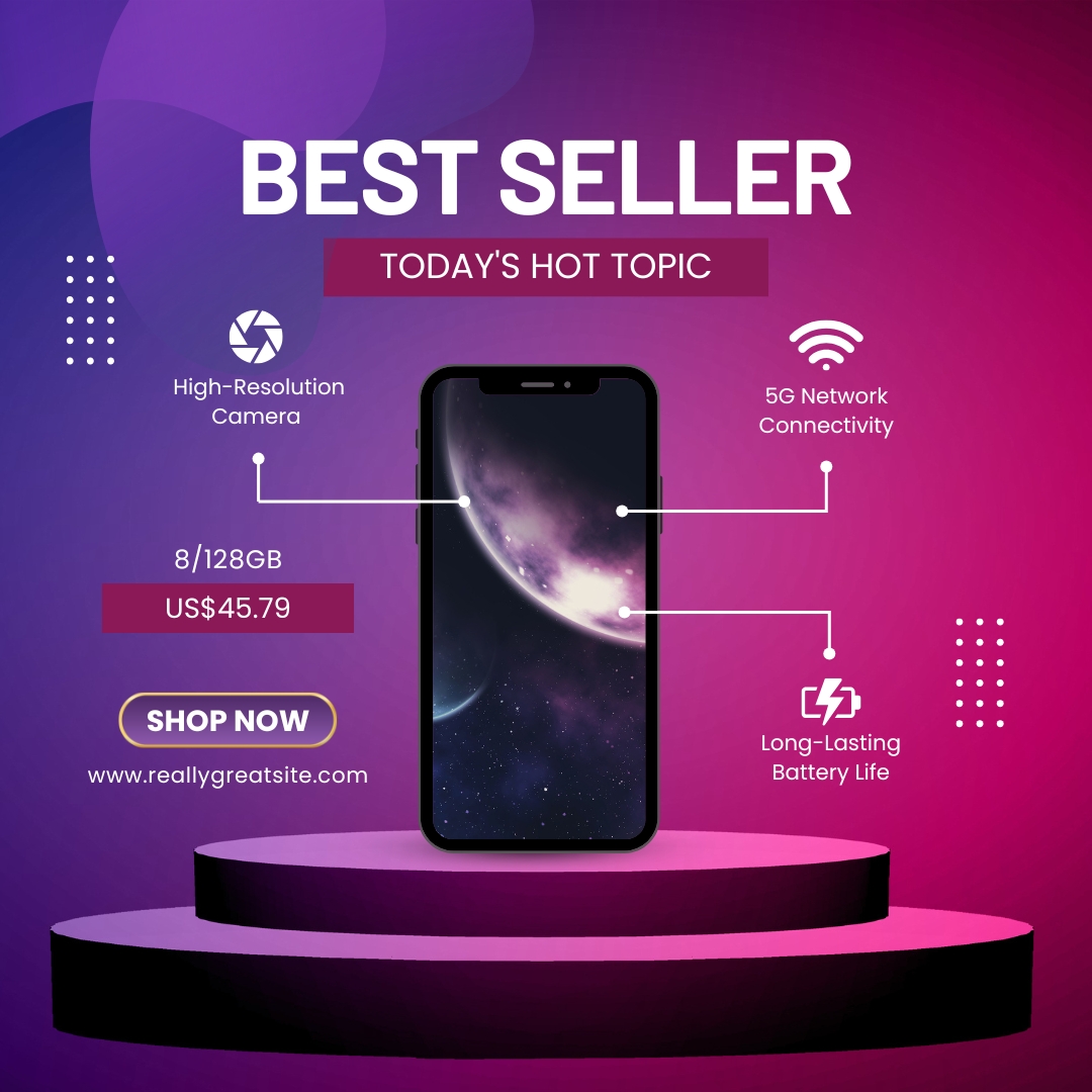 Purple Modern Gradient Phone Sale Instagram Post